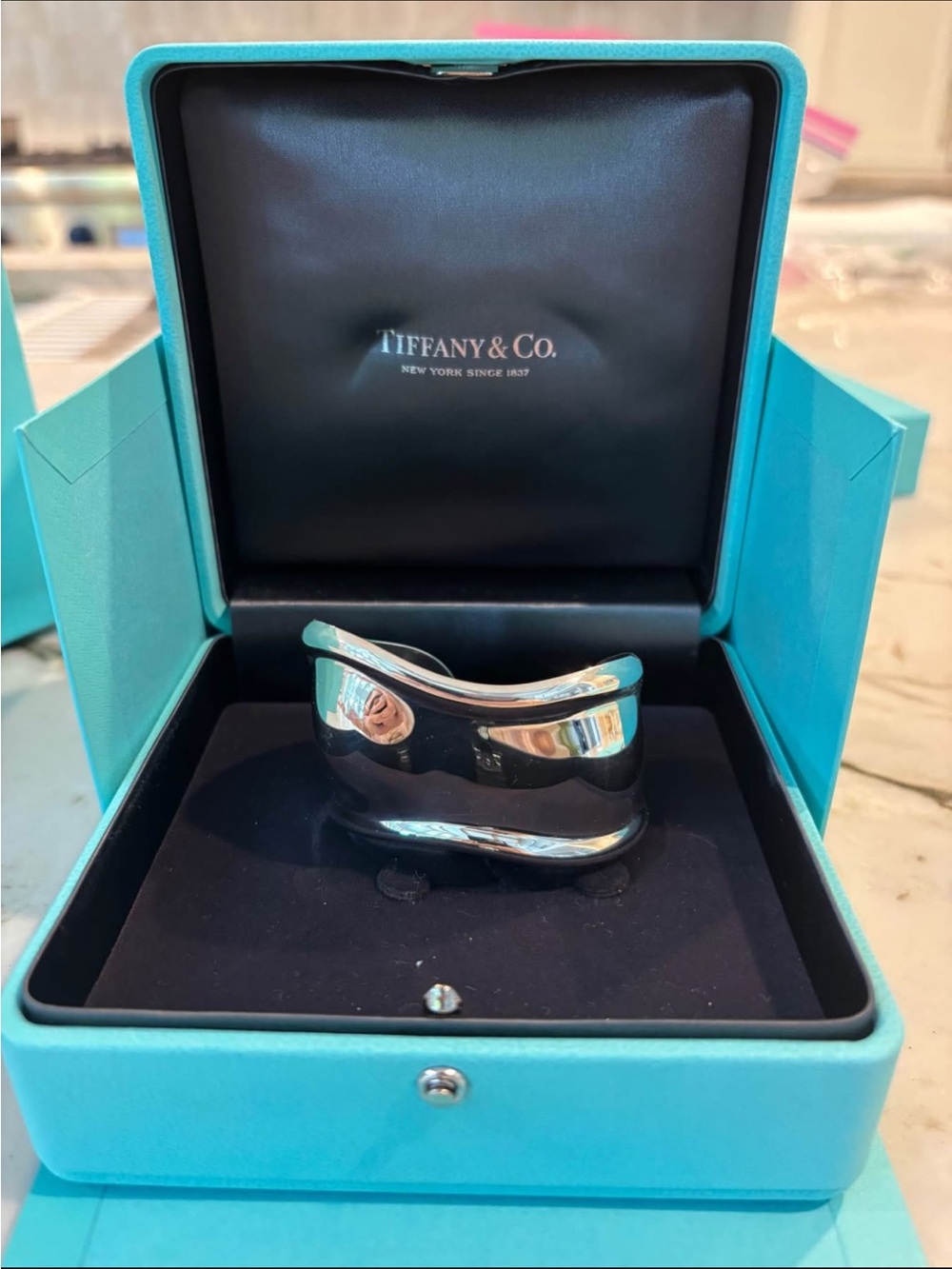 Tiffany & Co. Sterling Silver Wave Band with Tiffany Blue Box